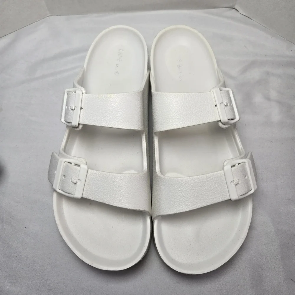 Lane Bryant Double Strap EVA Slides Sandals Womens 10 White Beach Comfort  Foam